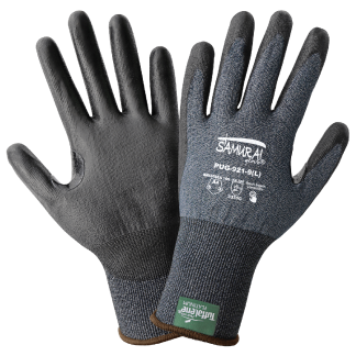 GGS PUG-921 -  Salt-and-Pepper Cut Resistant Polyurethane Coated Touch Screen Gloves Made with 21-Gauge Tuffalene® Platinum - Cut Level A4
