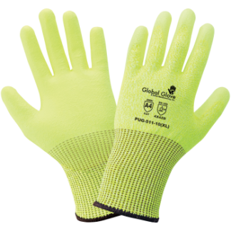 GGS PUG-511 - Polyurethane Coated High Visibility Cut Resistant Gloves - Cut Level A4