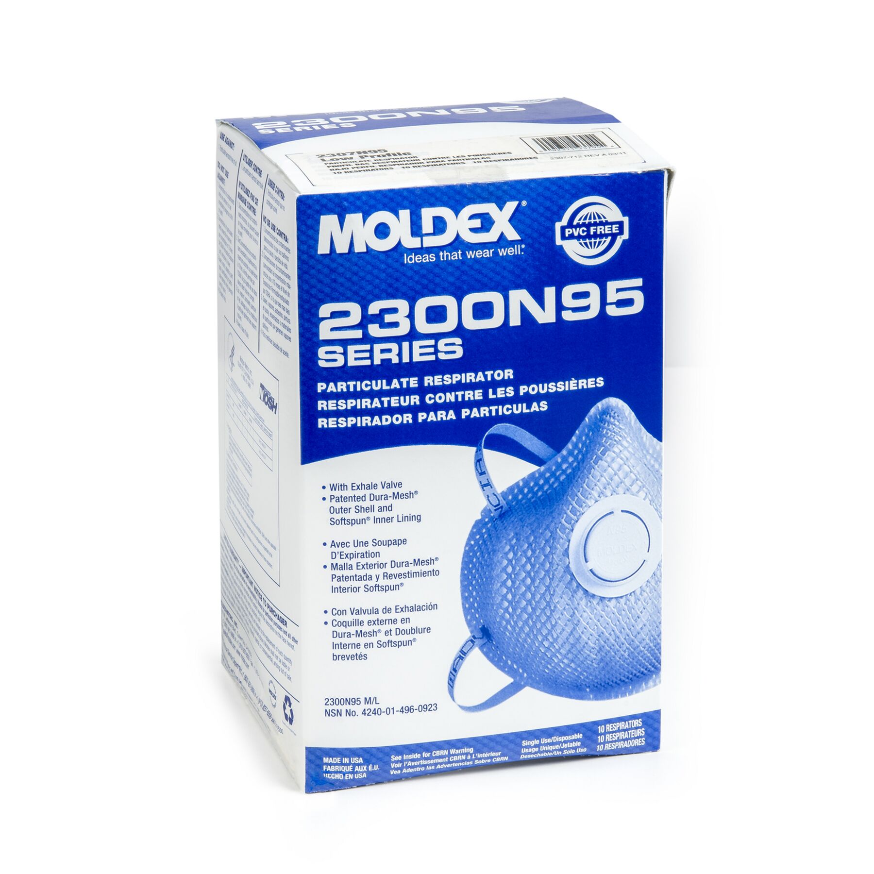 2300N95 Disposable Respirator with Valve NIOSH Approved Medium/Large - Image 2