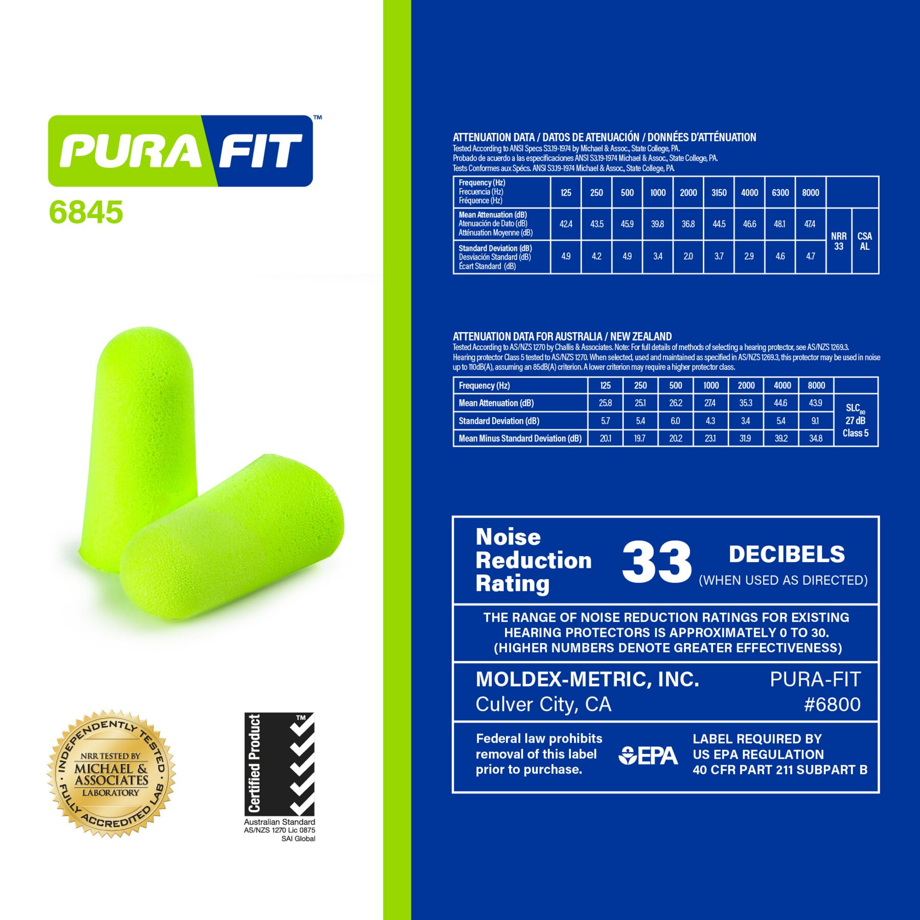 Moldex Pura-Fit® PlugStation® Uncorded Disposable Foam Earplug Dispenser 6845, NRR 33dB - Image 3
