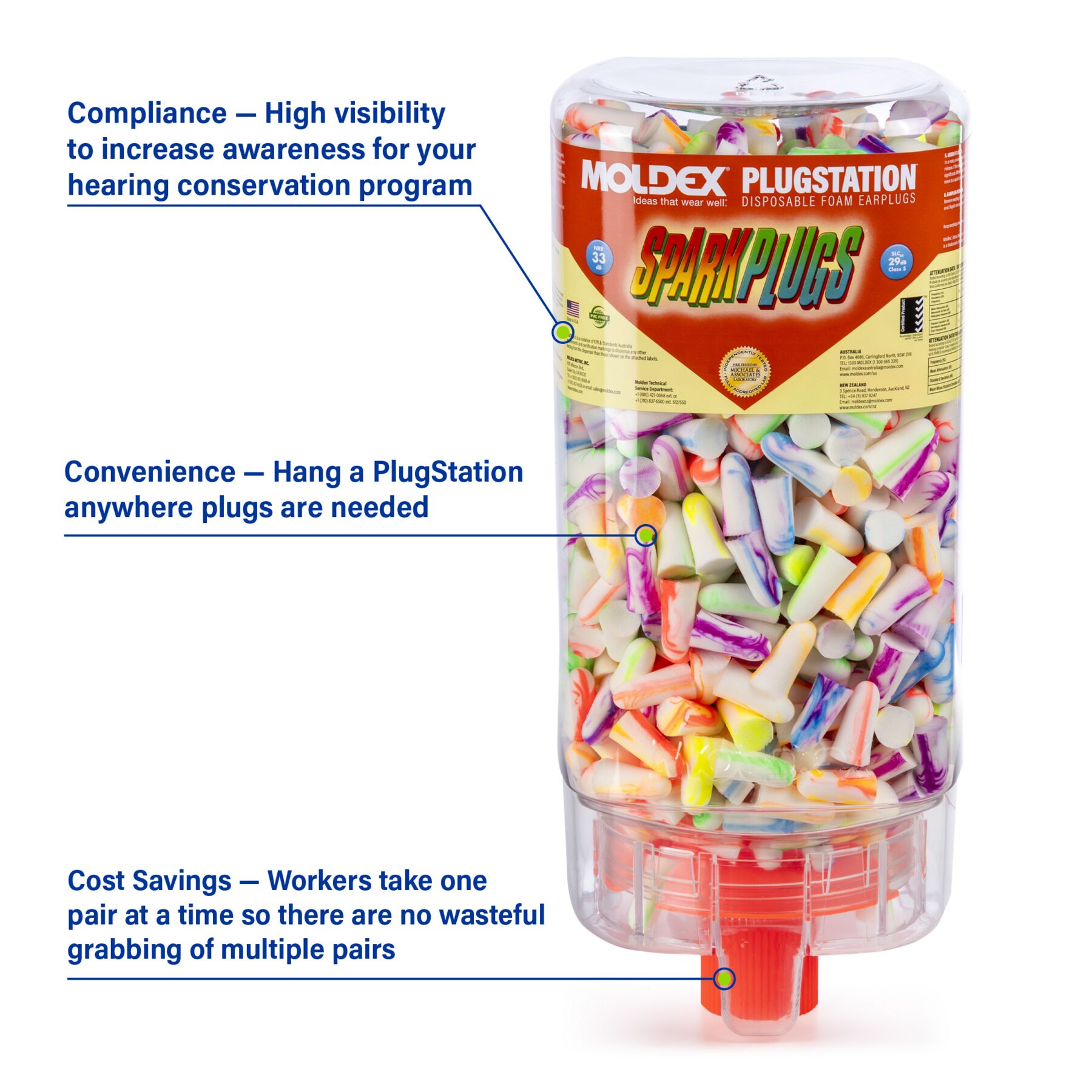 SparkPlugs® PlugStation® 6645 Foam Earplug Dispenser 500 Pairs NRR 33dB - Image 5